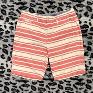 GAP Coral and Cream Striped Flat Front Shorts
